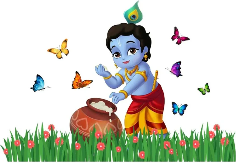 76 cm Bal Krishna Butterfly Grass Decorative Self Adhesive Sticker