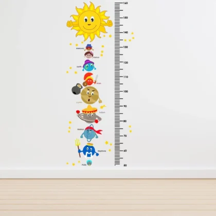 Solor System With Height Chart Large Vinyl Wallsticker