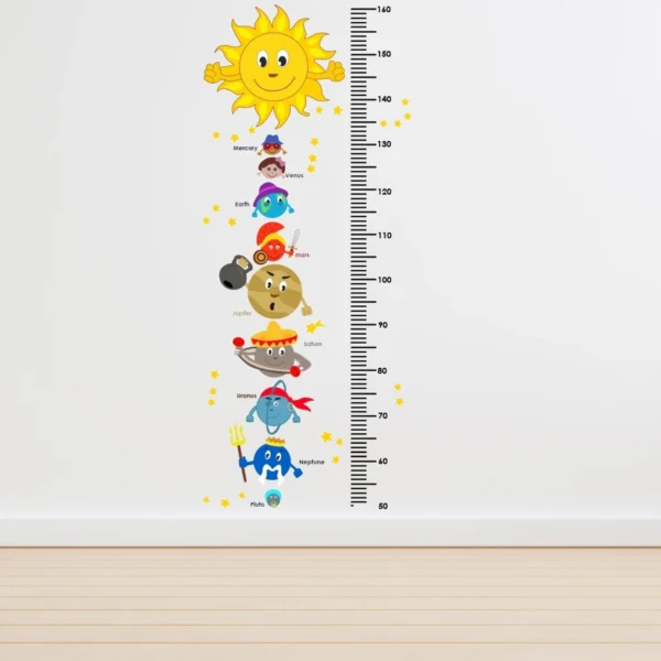 Solor System With Height Chart Large Vinyl Wallsticker